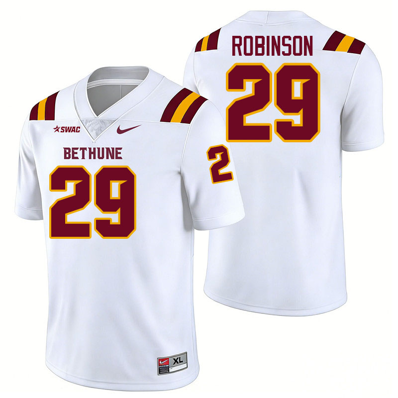 Bethune-Cookman Wildcats #29 Khamani Robinson College Football Jerseys,Uniforms-White